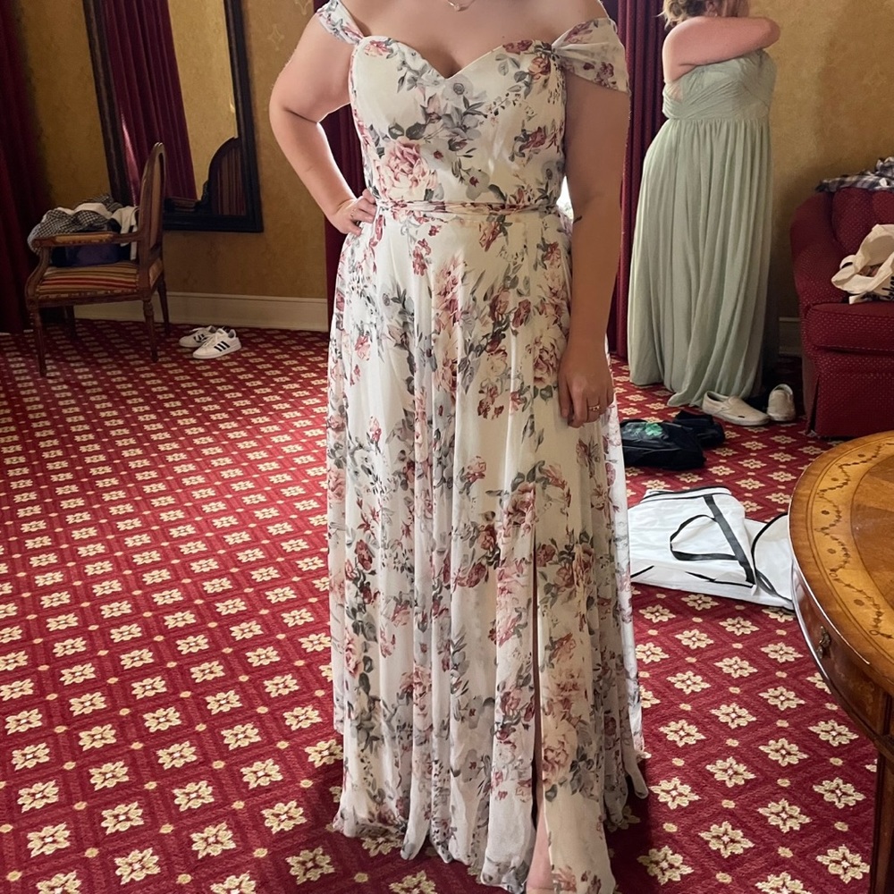 Kleinfeld Floral Chiffon Bridesmaid's Dress